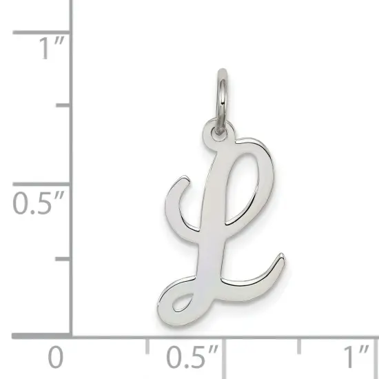 Sterling Silver Medium Script Initial Letter L Charm Jewerly 18mm x 8mm {5}