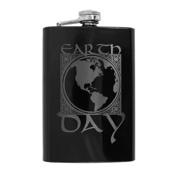 8oz BLACK Earth Day West Flask {1}