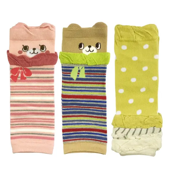 Wrapables Colorful Baby Leg Warmers Set of 3, Stylish Bears and Dots {2}