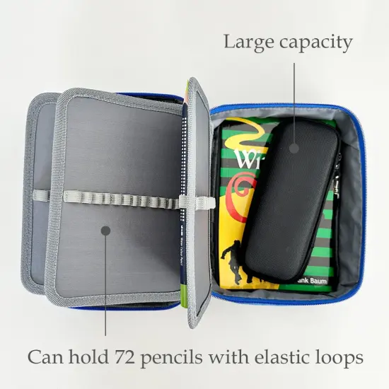 Wrapables Large Capacity 72 Slot Pencil Case for Colored Pencils, Stationery Pouch, Blue {6}