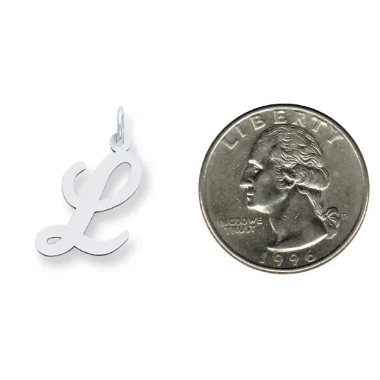Sterling Silver Large Script Initial Letter L Charm Jewerly 21mm x 11mm {2}