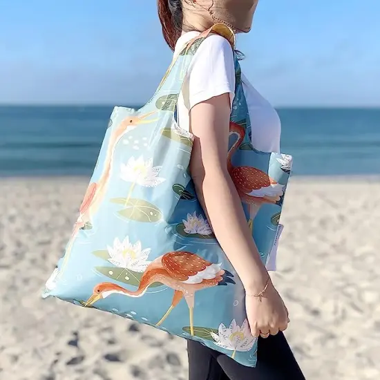 Wrapables Allybag Foldable & Lightweight Reusable Grocery Bag, 3 Pack Fish, Cranes {4}