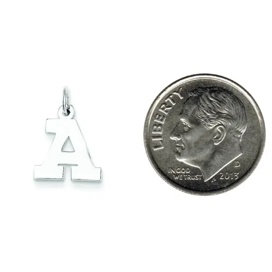 Sterling Silver Small Block Initial Letter A Charm Jewerly 16mm x 11mm {2}