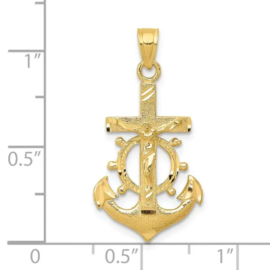 10K Gold Mariner Crucifix Pendant Charm Jewelry 30mm x 16mm {4}