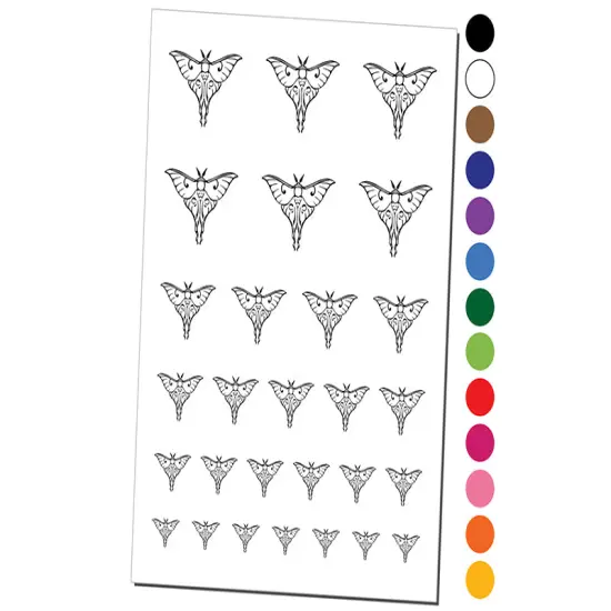 Lunar Moth Flying Insect of the Night Temporary Tattoo Water Resistant Fake Body Art Set Collection Light Pink {1}
