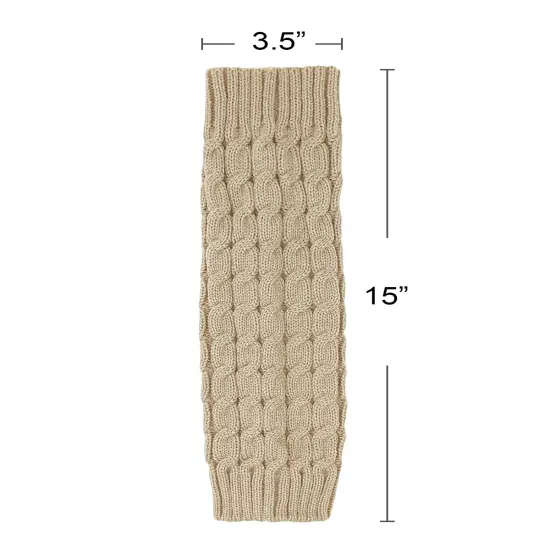 Wrapables Women's Cable Knit Leg Warmers Khaki {4}