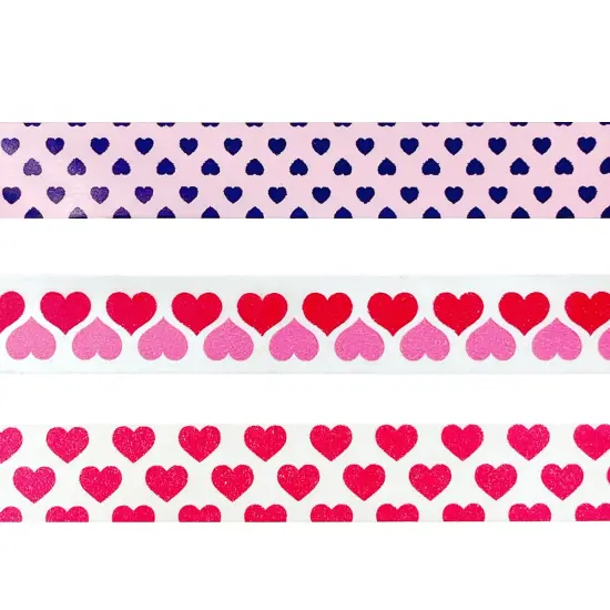 Wrapables Masking Tape Washi Tapes Valentine Hearts Washi Tape Set of 3 Set 2 {5}