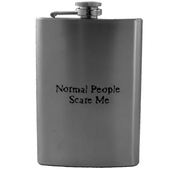 8oz Normal People Scare Me Stainless Steel Flask {1}