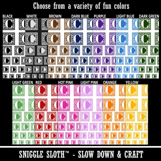 Monogram Swirls Capital Letter C Temporary Tattoo Water Resistant Fake Body Art Set Collection Dark Green {2}