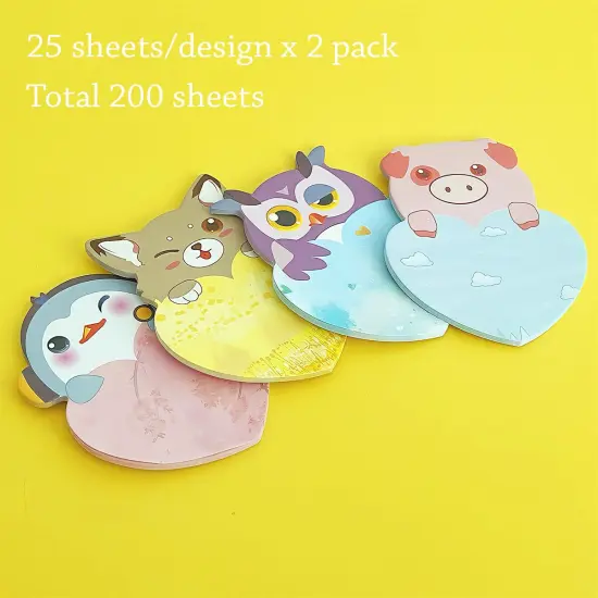 Wrapables Animal Hearts Sticky Notes (Set of 2) Pig, Fox, Owl {4}