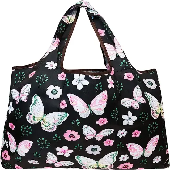 Wrapables Large Foldable Tote Nylon Reusable Grocery Bag, 3 Pack Spring Garden {3}