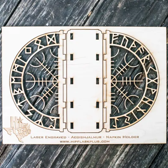 Napkin Holder - Aegishjalmur - Raw Wood Viking Craft {2}