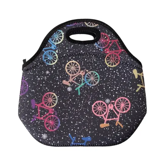 Wrapables Insulated Neoprene Lunch Bag Bikes in Space {1}