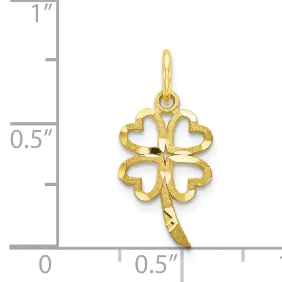 10K Yellow Gold Shamrock Charm Good Luck 4 Leaf Clover {3}