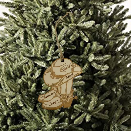 Worlds most Awesome Cowgirl - Ornament {2}