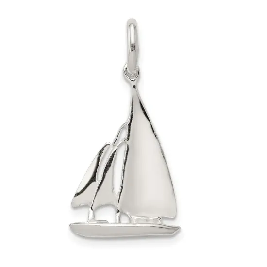 Sterling Silver Sailboat Charm Pendant Nautical Jewelry 23mm x 17mm {1}