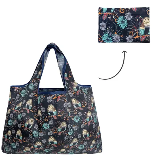 Wrapables Large Foldable Tote Nylon Reusable Grocery Bags Deco Owls {4}
