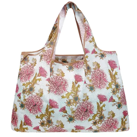 Wrapables Large Foldable Tote Nylon Reusable Grocery Bag Chrysanthemums {2}
