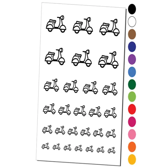 Moped Scooter Motor Vehicle Temporary Tattoo Water Resistant Fake Body Art Set Collection White {1}