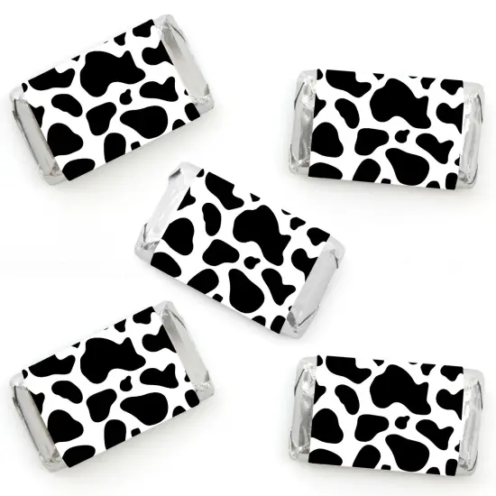 Big Dot of Happiness Cow Print - Mini Candy Bar Wrapper Stickers - Farm Animal Party Small Favors - 40 Count {1}