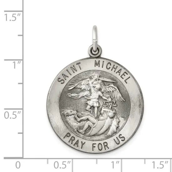 Sterling Silver Antiqued Saint Michael Medal QC3610  {4}