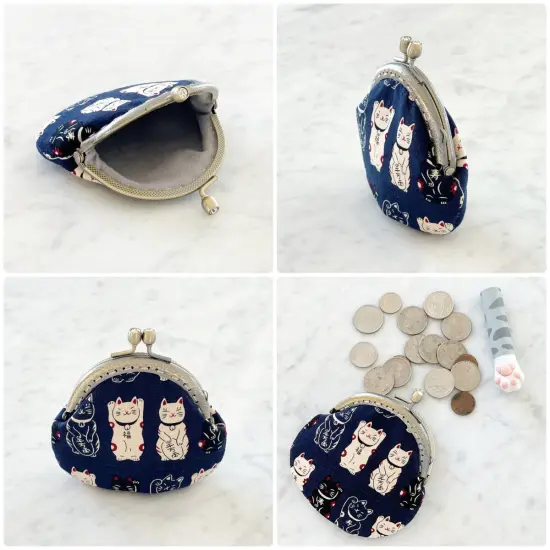 Wrapables Stylish Decorative Coin Purse, Clasp Wallet Navy Blossoms {9}