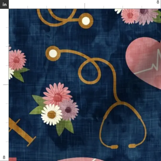 Various Fabrics by the Yard or Fat Quarter Scale Floral Nurse Nursing Blue Little Arrow Themed Custom Printed Fabric by Spoonflower {4}