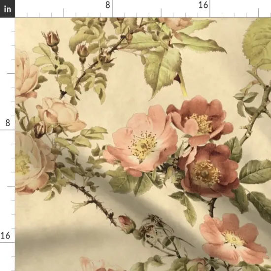 Various Fabrics by the Yard or Fat Quarter Vintage Botanical Chintz Old Fashioned Floral English Garden Victorian Rose Custom Printed Fabric by Spoonflower {2}
