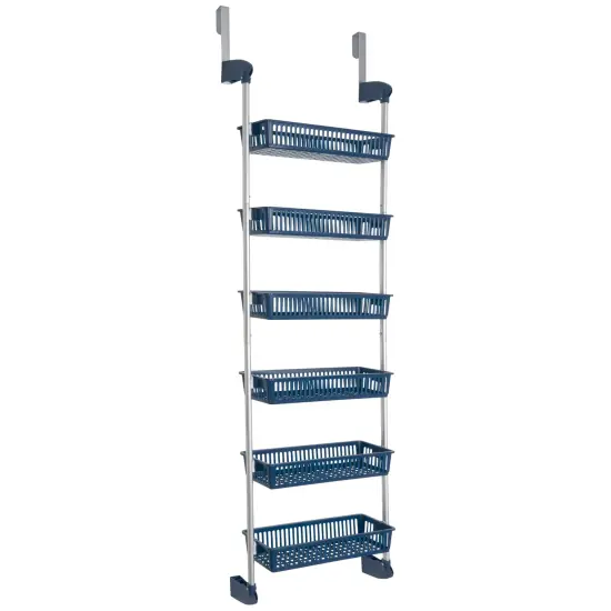 Smart Design 6-Tier Over-The-Door Hanging Pantry Organizer with 6 Full Baskets - Blue {2}