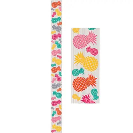 Tropical Punch Pineapples Straight Border Trim, 35 Feet Per Pack, 6 Packs {3}