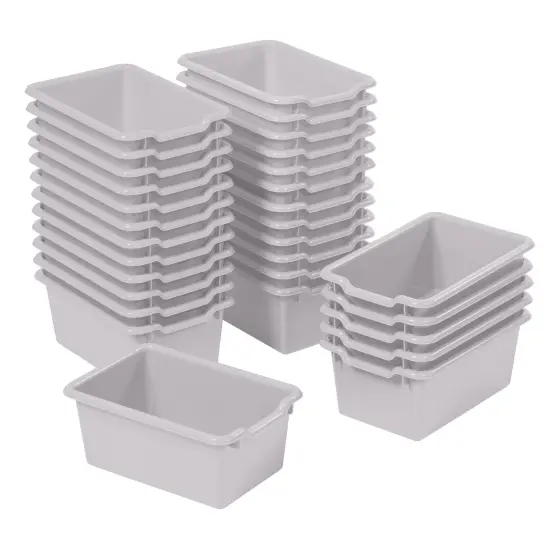 Scoop Front Storage Bins, Multipurpose Organization, 30-Pack Light Grey {1}