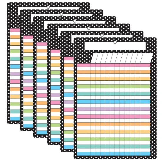 Smart Poly Chart, 13" x 19", B&W Polka Dots Incentive, w/Grommet, Pack of 6 {1}