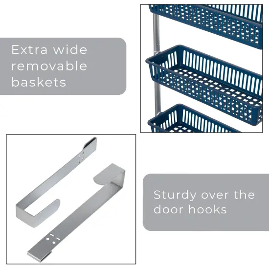 Smart Design 6-Tier Over-The-Door Hanging Pantry Organizer with 6 Full Baskets - Blue {5}