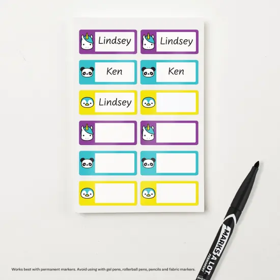 Avery No-Iron Fabric Name Labels, Cute Animals Preprinted Designs, Handwrite-Only, 2-Pack, 48 Preprinted Labels (21958) {6}