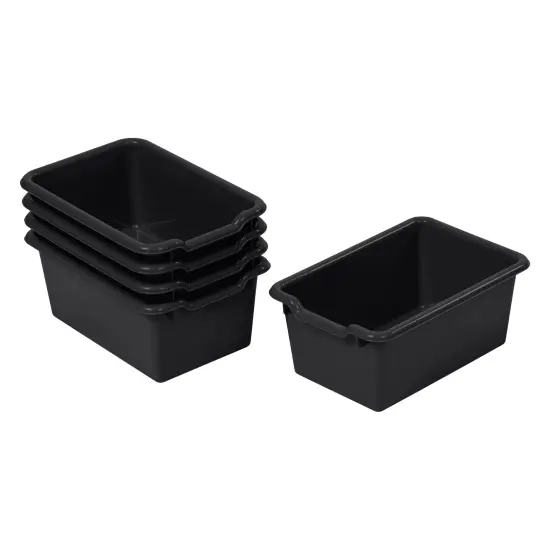 Scoop Front Storage Bins, Multipurpose Organization, 5-Pack Black {1}