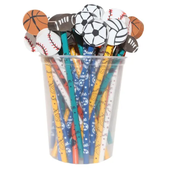 Pencil & Eraser Topper Write-Ons, Sports, Pack of 36 {1}