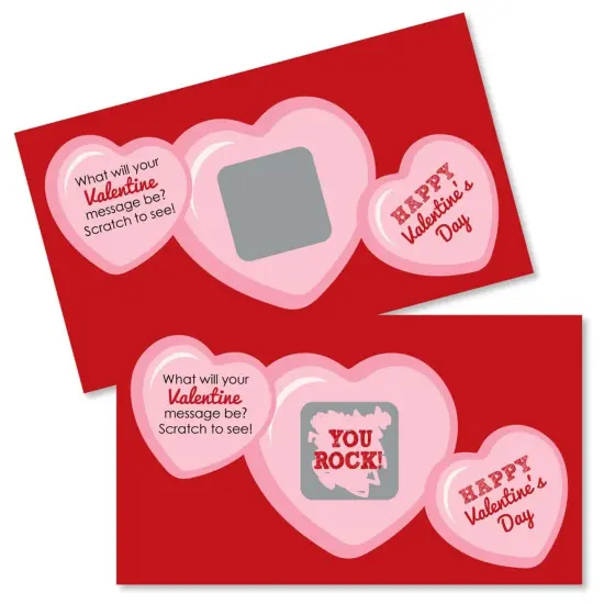 Big Dot of Happiness Conversation Hearts - Scratch Off Valentine's Day Cards - 22 Count {1}