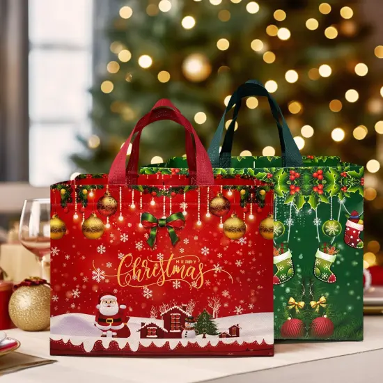 Wrapables Non-Woven Reusable Christmas Holidays Gift Bags with Handles for Gift Wrap, Parties, Favors and Treats (Set of 8), Blue Night {5}