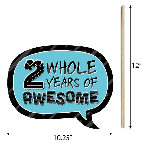 Big Dot of Happiness Funny Two Cool - Boy - Blue 2nd Birthday Party Photo Booth Props Kit - 10 Piece {7}