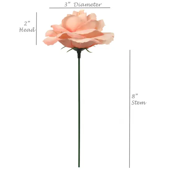 100-Pack: Blush Pink Silk Rose Picks, 8" Stems, 3" Wide, Floral Home by Artificial Flowers {2}