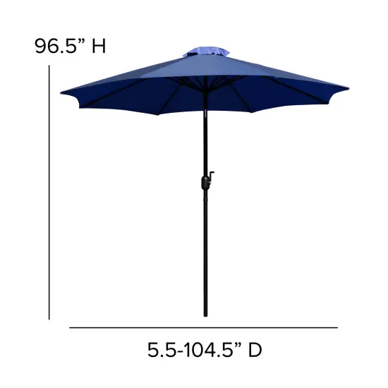 Merrick Lane Bali Patio Umbrella with Base - 9' Polyester Patio Umbrella - 30+ UV Protection - Waterproof Cement Base with 1.5" Diameter Aluminum Pole Navy {4}