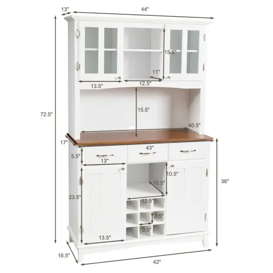 Kitchen Storage Cabinet Cupboard with Wine Rack and Drawers {4}