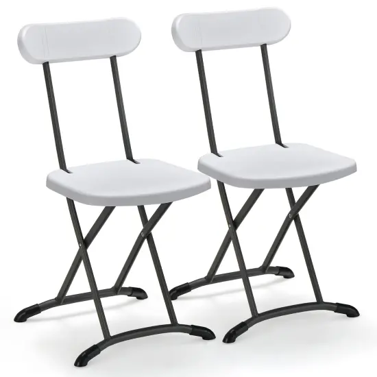Costway 2-Pack Folding Chair with Metal Curved Feet Wide Seat & Ergonomic Backrest Black/White {8}