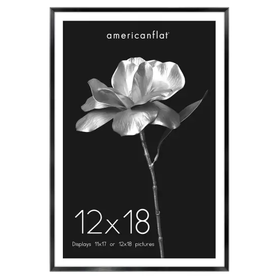 Americanflat Aluminum Picture Frame with Mat - Metal Photo Frame - Black Metal Molding Frame - Shatter Resistant Glass - Hanging Hardware {7}