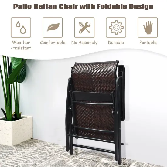2 Pieces Patio Rattan Folding Reclining Chair {2}