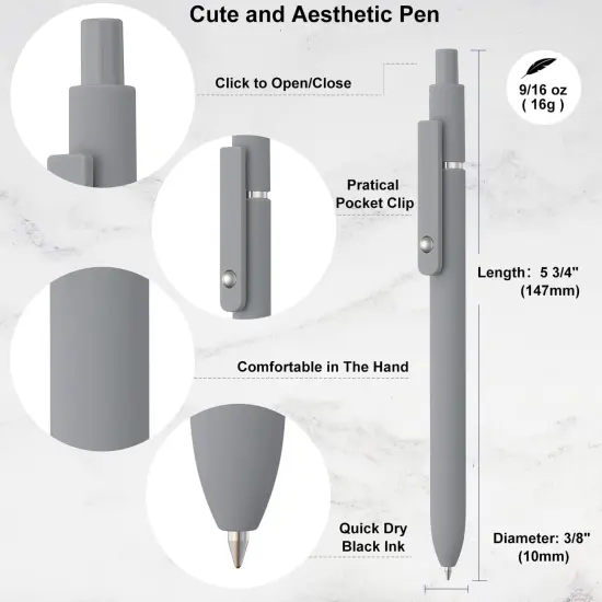 LINFANC 6 Pack Cute Gel Pens, Retractable Quick Dry Gel Ink Pen, Fine Point 0.5mm Black Ink Rolling Ball Gel Pens, Smooth Writing Aesthetic Pens for Home School Office Supplies {5}