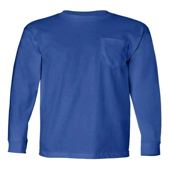 Port & Company&reg; Scoop Long Sleeve Essential Pocket T-Shirt Royal blue {1}