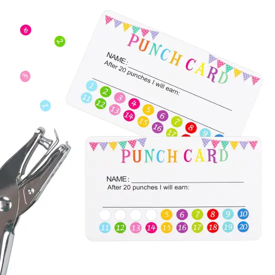 120 Pieces Reward Punch Cards Behavior Incentive Awards for Kids Students Teachers Home Classroom School Business Loyalty Card Positive Reinforcement Tool - 2" x 3.5" {1}
