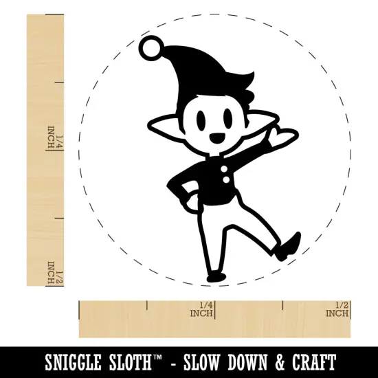 Cheerful Waving Christmas Elf Self-Inking Rubber Stamp Ink Stamper for Stamping Crafting Planners Brown {1}