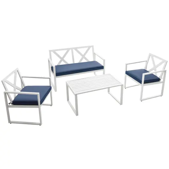 4 Pieces Outdoor Conversation Set with Sturdy Steel Frame {1}